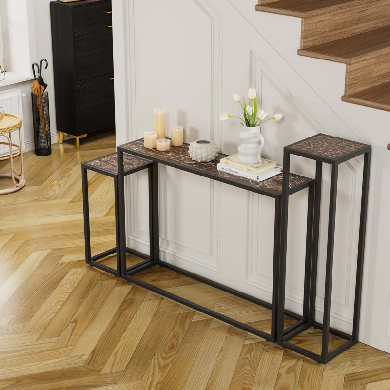 Ensemble de table étroite 3 pièces pour hall d'entrée, couloir industriel et salon avec design enveloppant haut de gamme