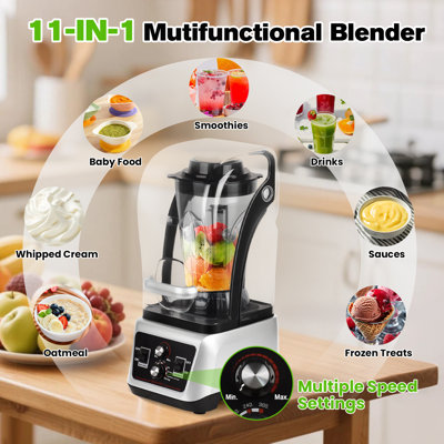 Professional Blender For Smoothie, 4.5l/153oz. Large Capacity Blenders For Kitchen, Commercial Blender With Soundproof Cover, 6-leaves Blade, For Ice Crush, Shakes, Frozen Drinks