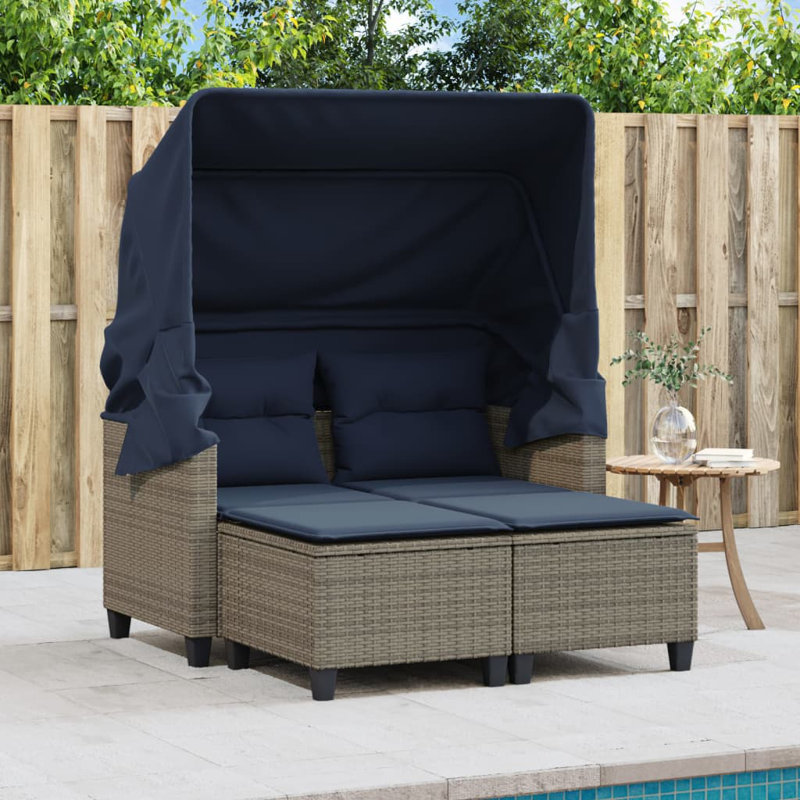 48.4'' Wide Rectangle Patio Sofa with Cushions, Navy Blue/Gray