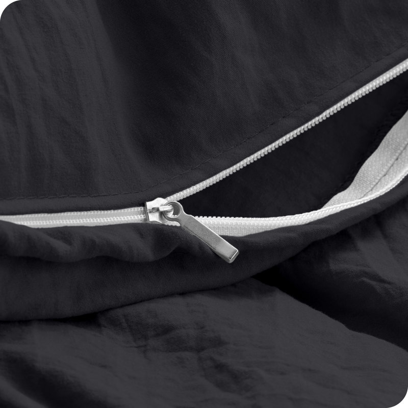 Oversized King Sandwash Black Microfiber Duvet Cover Set