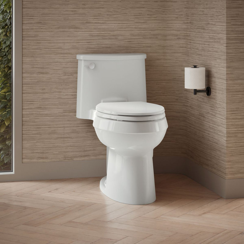 Adair 1.28 GPF Water Efficient Elongated One-Piece toilet (Seat Included), White, Left-Hand