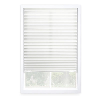 No Tool Fabric Pleated Temporary Shade (White Semi-Sheer Light Filter / Gray-Blackout) 