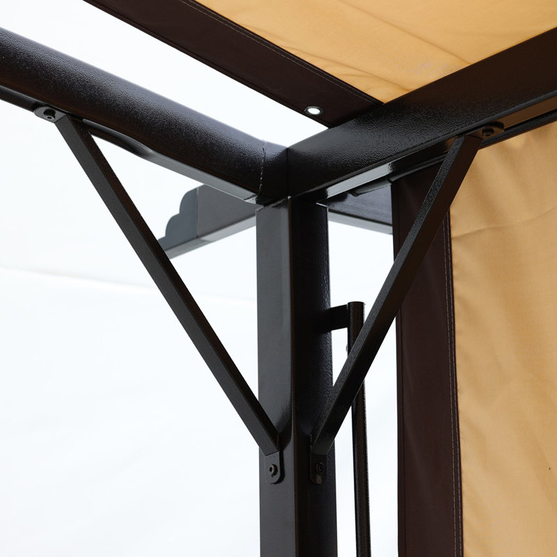 12 x 9 Ft Outdoor Pergola Patio Gazebo,Retractable Shade Canopy,Steel  Frame Grape Gazebo,Sun shelter Pergola for Gardens,Terraces,Backyard Same as W419S00033