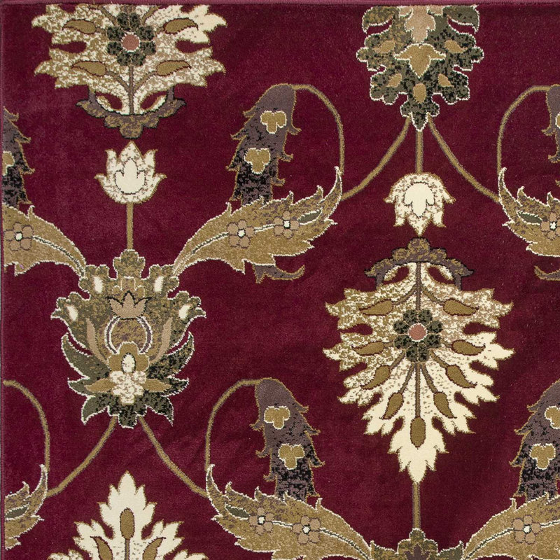 Tapis rouge en polypropylène tissé à la machine Ikat