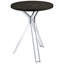 Table de bar ronde de style bistro, hauteur pub, 89 cm (35 pouces), en chêne foncé, avec pied central et pieds en métal au design contemporain. 2 places assises.