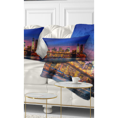 Manhattan with Lights and Reflections Lumbar Pillow