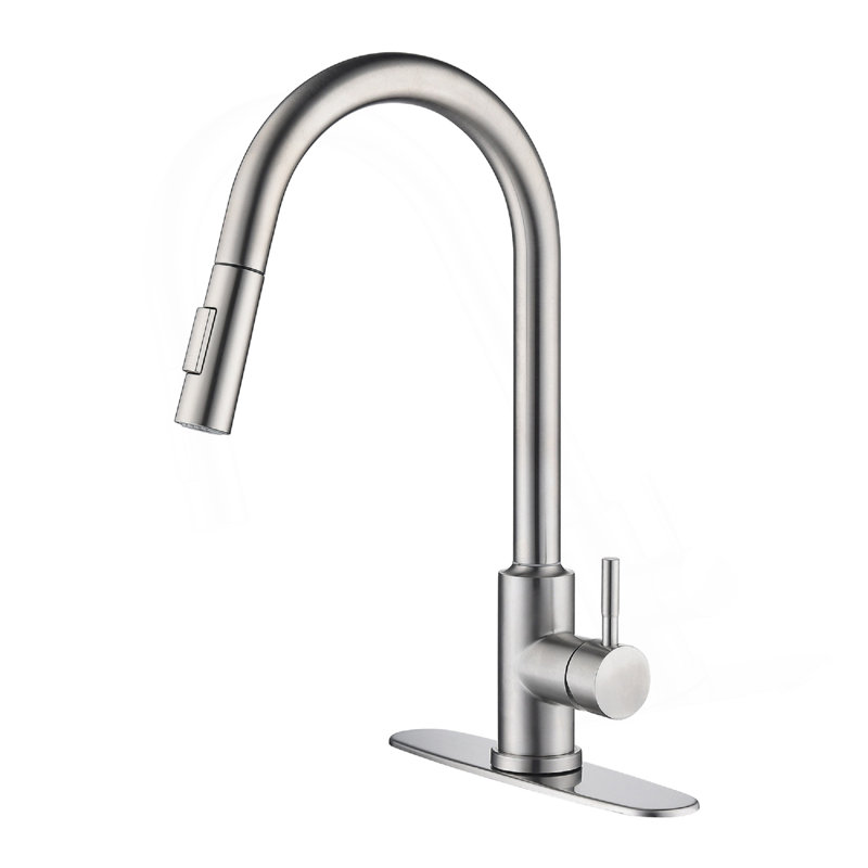 Robinet de cuisine tactile avec douchette extractible, Nickel brossé