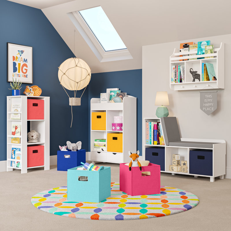 White Kids Bookshelf and Toy Organizer with Cubbies