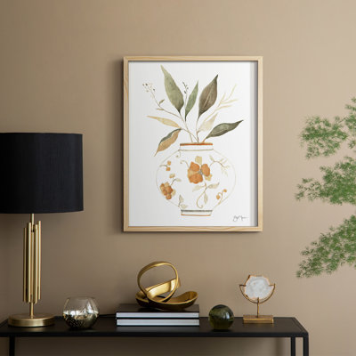 «Neutral Floral II», reproduction encadrée - bois massif