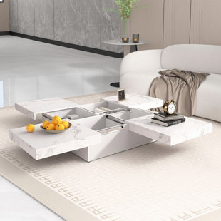 Extendable Storage Coffee Table With Hidden Compartments - Modern Mdf Center Table For Living Room