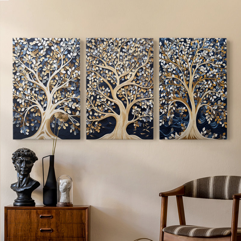 Lanscape Study  Series  XLIX  -Set Of 3 Gallery Wrapped Canvas -Ready to Hang, 27" H x 18" W