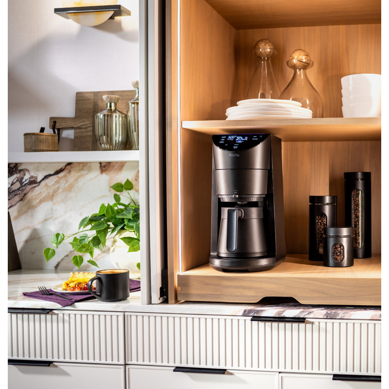 Smart Black Stainless Steel Programmable Coffee Maker with Grinder