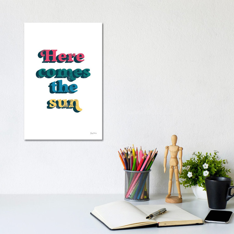 Rainbow Here Comes The Sun Bold by Becky Thorns - Wrapped Canvas Print, 20.32 cm H x 30.48 cm W
