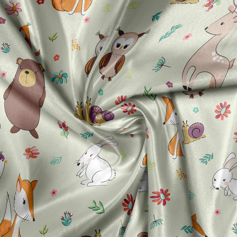 Rustic curtain, childish forest concept, multi -colored