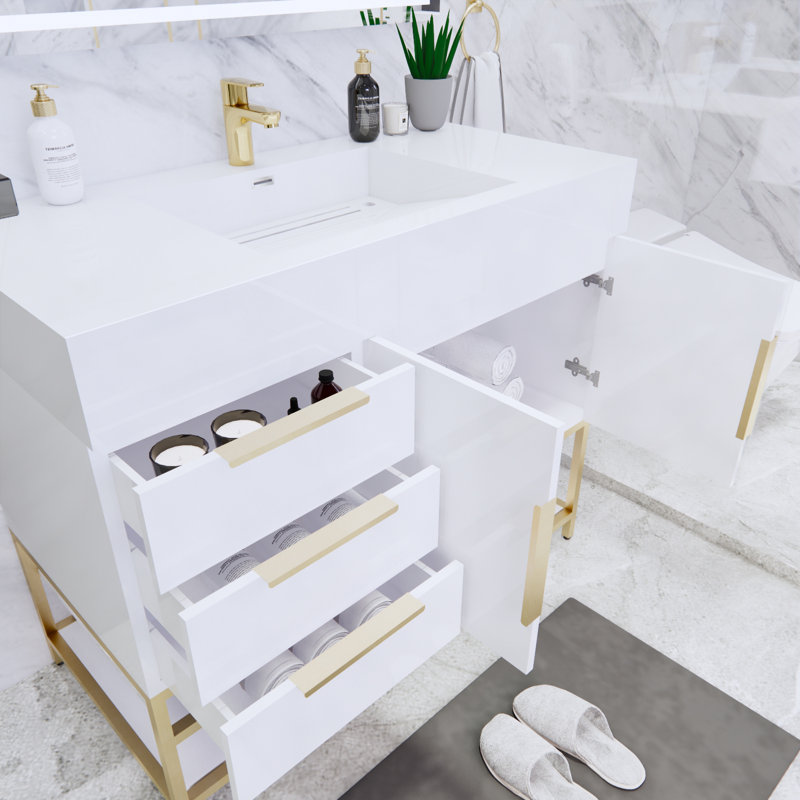 Ensemble de meuble-lavabo simple 42 po Glasgow, Blanc ultrabrillant