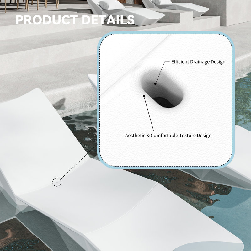 Quick Assembly S-shaped Pool Lounger, Ergonomic Design, Comfortable and Breathable, Essential for Outdoor Relaxation, White