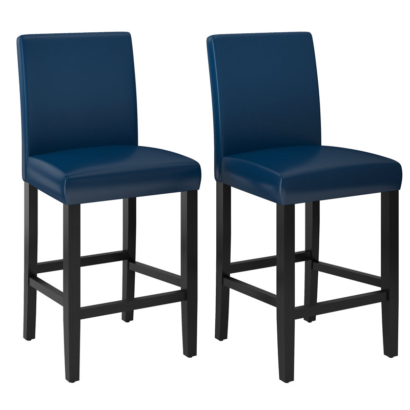 Sauhal Solid Wood 25'' Counter Stool, Navy
