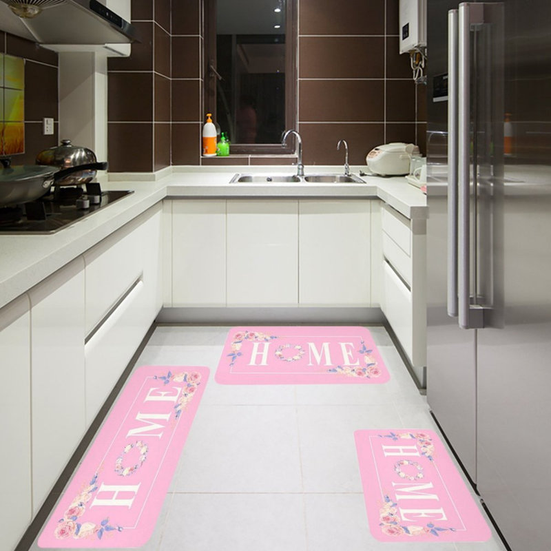 Ensemble de tapis de cuisine 3 pièces Pink Floral Home