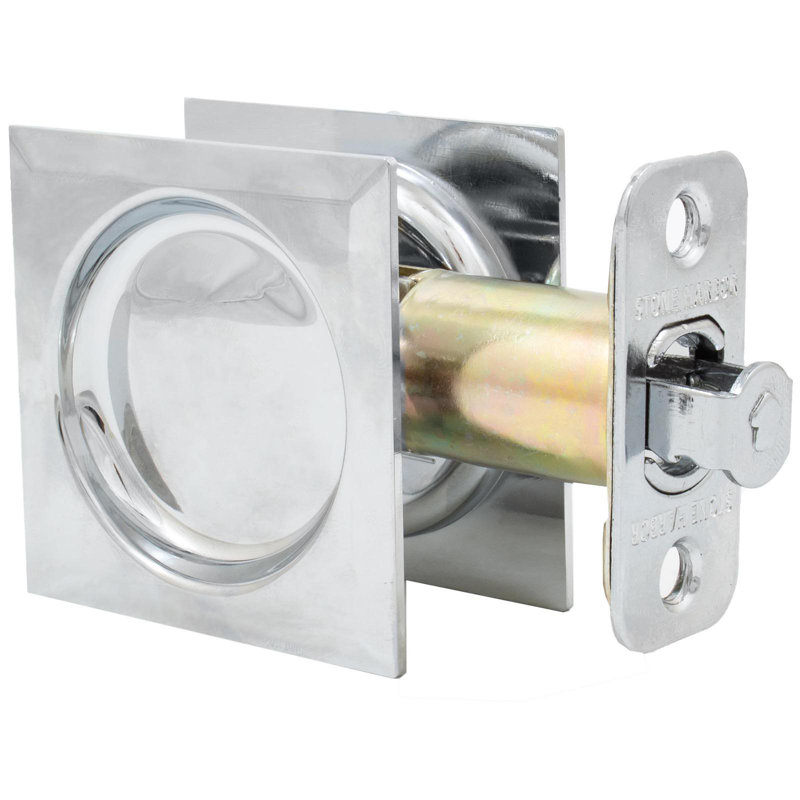 Serrure de porte carrée Contemporary, Chrome poli