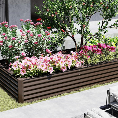 Galvanized Raised Garden Bed, Outdoor Planter Garden Boxes Large Metal Planter Box For Gardening Vegetables Fruits Flowers