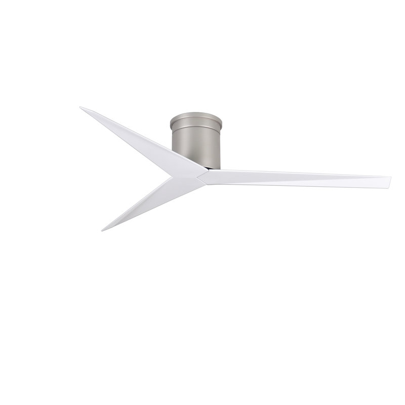 Ventilateur de plafond 3 pales 56 "avec télécommande, Blanc brillant, Nickel brossé