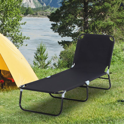 Folding Chaise Lounge Pool Chairs, Outdoor Sun Tanning Chairs, Reclining Back, Steel Frame & Breathable Mesh For Beach, Yard, Patio, Black