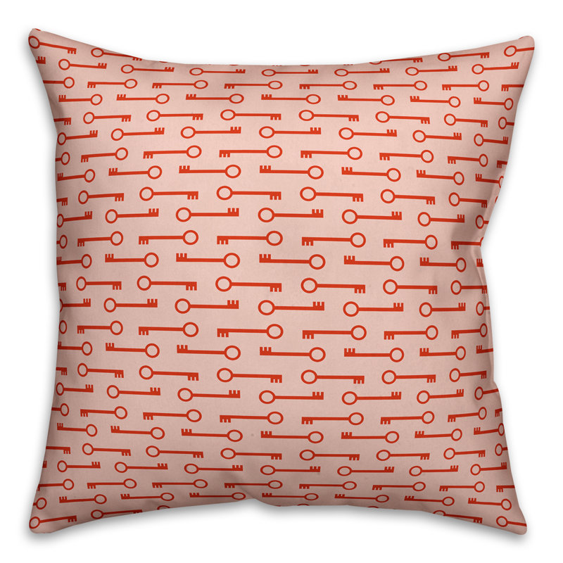 Keys Geometric Throw Pillow, 20" x 20", Indoor, Red