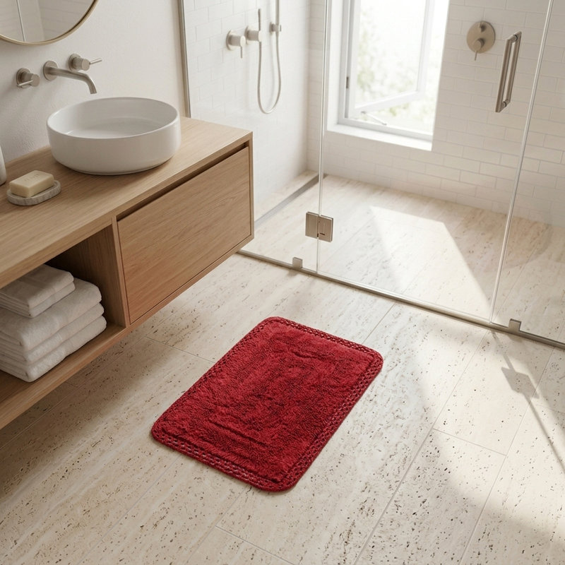Tapis pour salle de bain Adiraica, Vin rouge