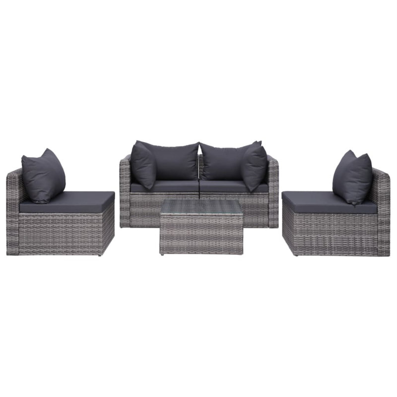 Ensemble de conversation modulaire avec coussins 7 pièces, gris, gris