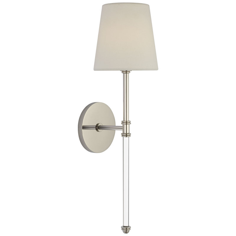 Suzanne Kasler Camille 20" Cordless Sconce with Linen Shade, Polished Nickel