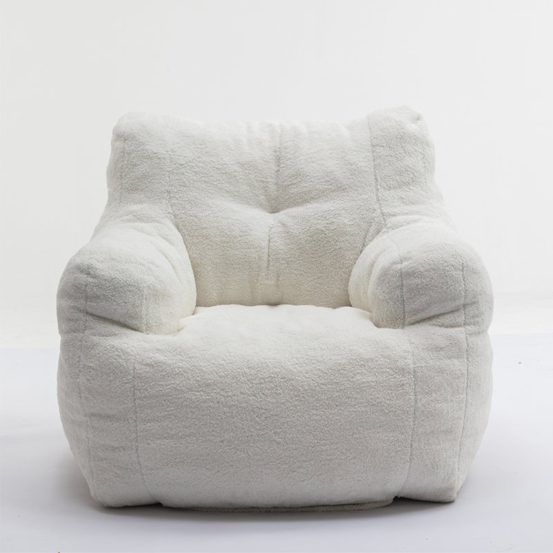 Microfiber / Microsuede Bean Bag Chair & Lounger, Ivory White