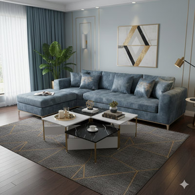A Set Of Four Contemporary Nesting Square Tables With A Mid-Century Modern Influence. Allows For Freely Adjustable Configurations, Offering Versatile