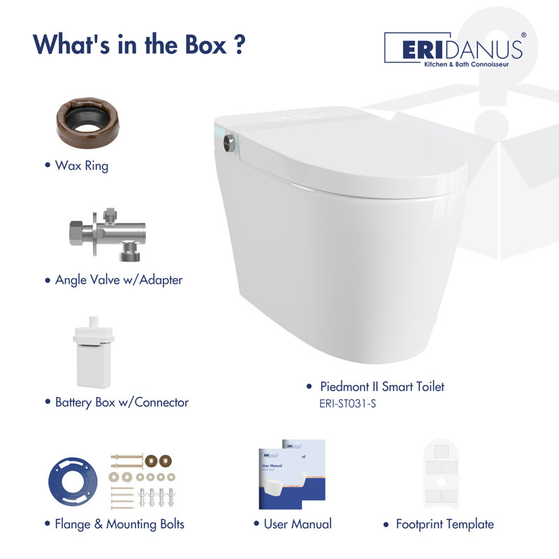 Toilette à bidet intelligente sans réservoir Piedmont