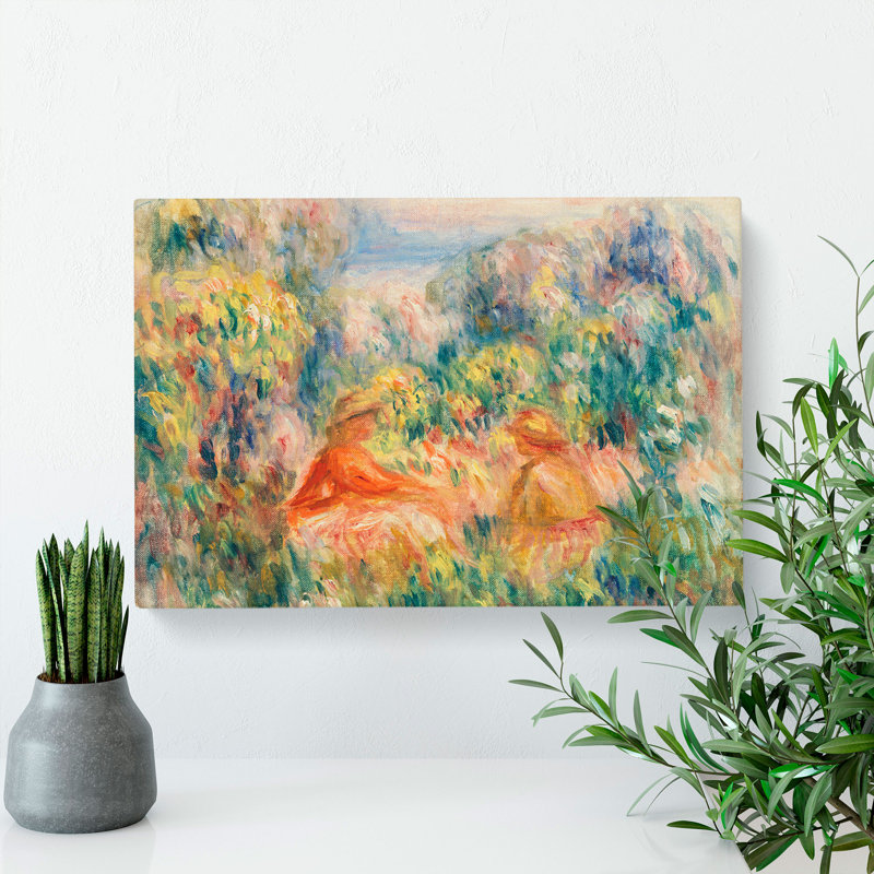 Two Women In A Landscape by Pierre-Auguste Renoir - Wrapped Canvas Painting, 40cm H x 60cm W x 3cm D
