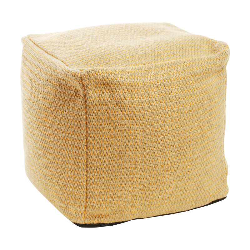 Square Orange Cotton Wool Upholstered Pouf