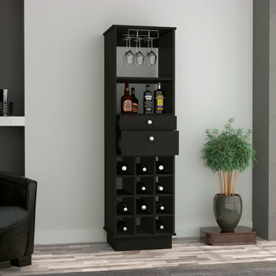 Armoire de bar 12 tablettes 2 tiroirs 12 bouteilles