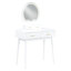 Meuble-lavabo de luxe en blanc avec miroir lumineux à DEL, 4 tiroirs et tabouret rembourré pour la décoration de la chambre à coucher