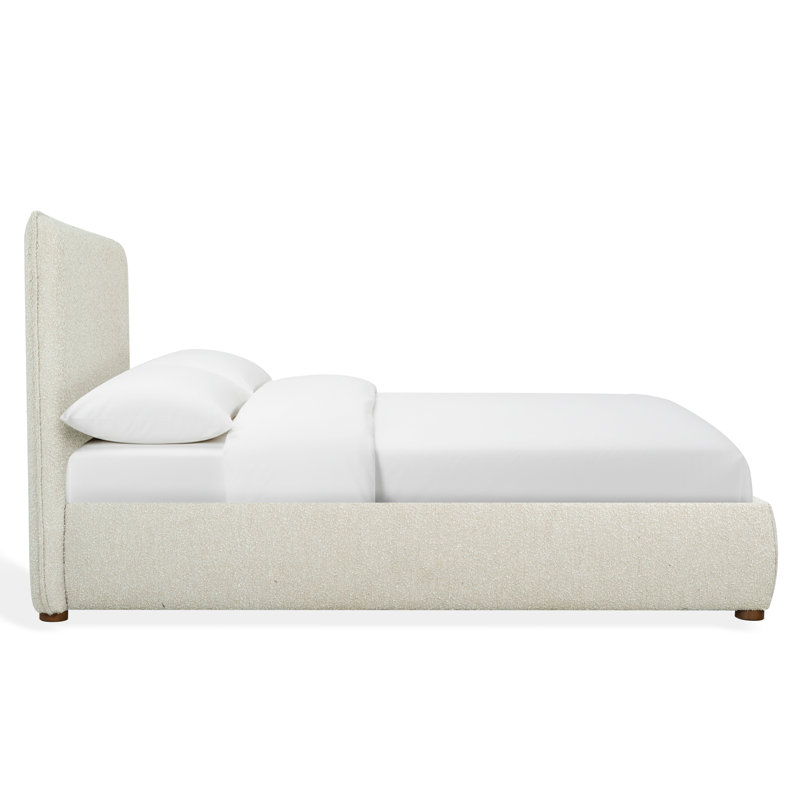 Callahan Upholstered Bed, Twin, Light Beige Boucle