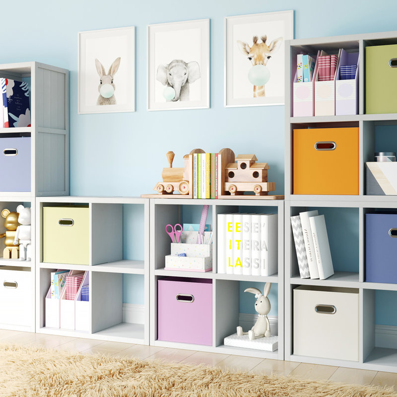 John Louis Home Solid Wood Cube Organizer, White, (4 Shelves) 27.75"H x 25.5"W x 11.75D