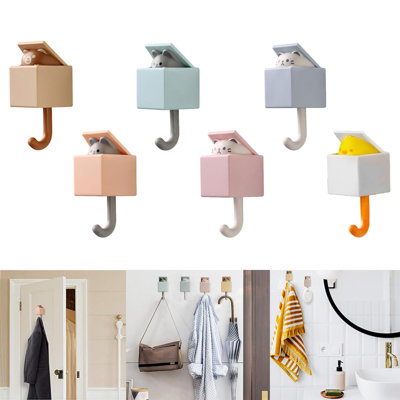 Mignons crochets muraux adhésifs pour chat 6 pièces Kawaii