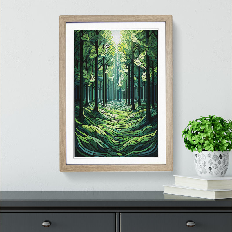 Spring Forest Op 1 Piece Single Picture Frame Wall Art, 46cm H x 34cm W, Oak Framed