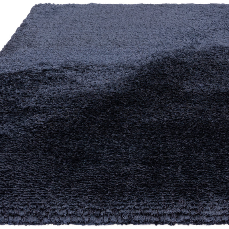 Plush Deep Pile Shaggy Navy Rug, Runner 70 x 140cm