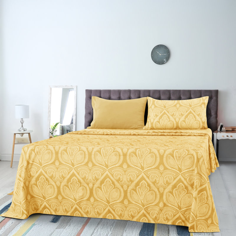 Taupe Paisley Twin XL Microfiber Sheet Set with Deep Pockets
