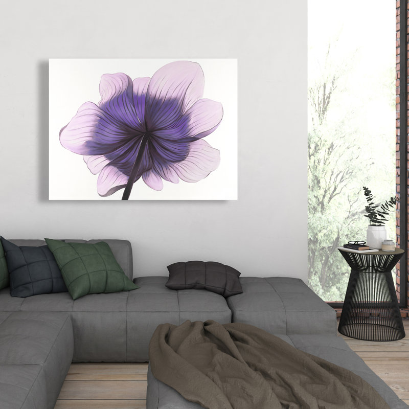 Magnifique toile anémone mauve | Décoration de chambre à coucher