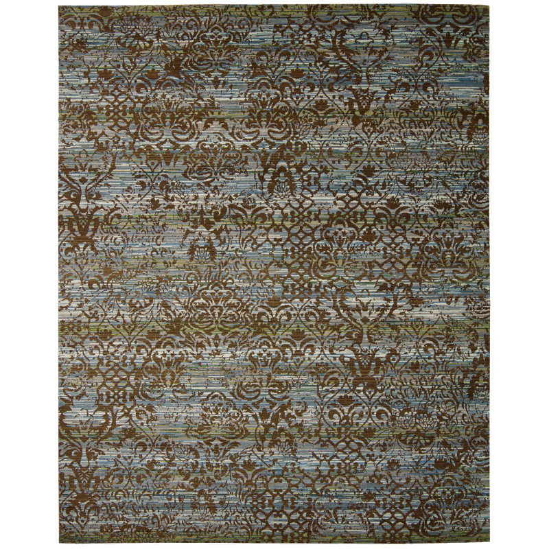Denoila bleu en laine Tapis Moss, Rectangle : 5 pi 6 po x 8 pi