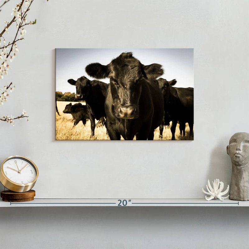 Bovin Black Angus sur toile, H 12 po x l 8 po x P 1 po