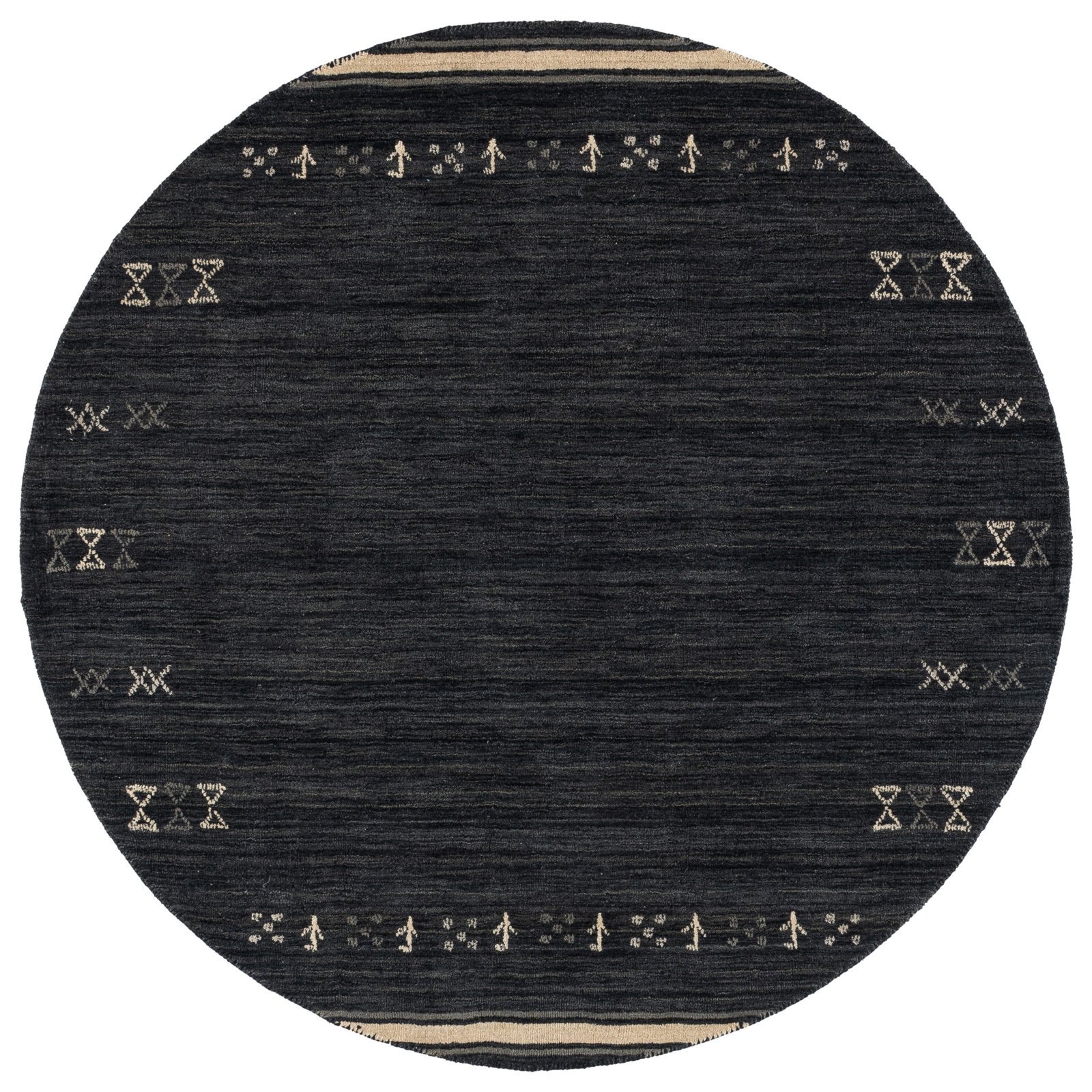 Santiago Charcoal Handmade Wool Geometric Rug, Round 6'