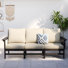 Outdoor 71"W HDPE Modular Modern Sofa With 5" Thick Cushions & Natural Wood Texture