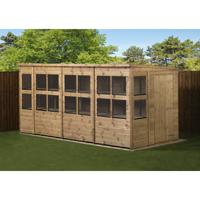 14 ft. W x 6 ft. D Solid wood Tongue & Groove Pent Garden Shed