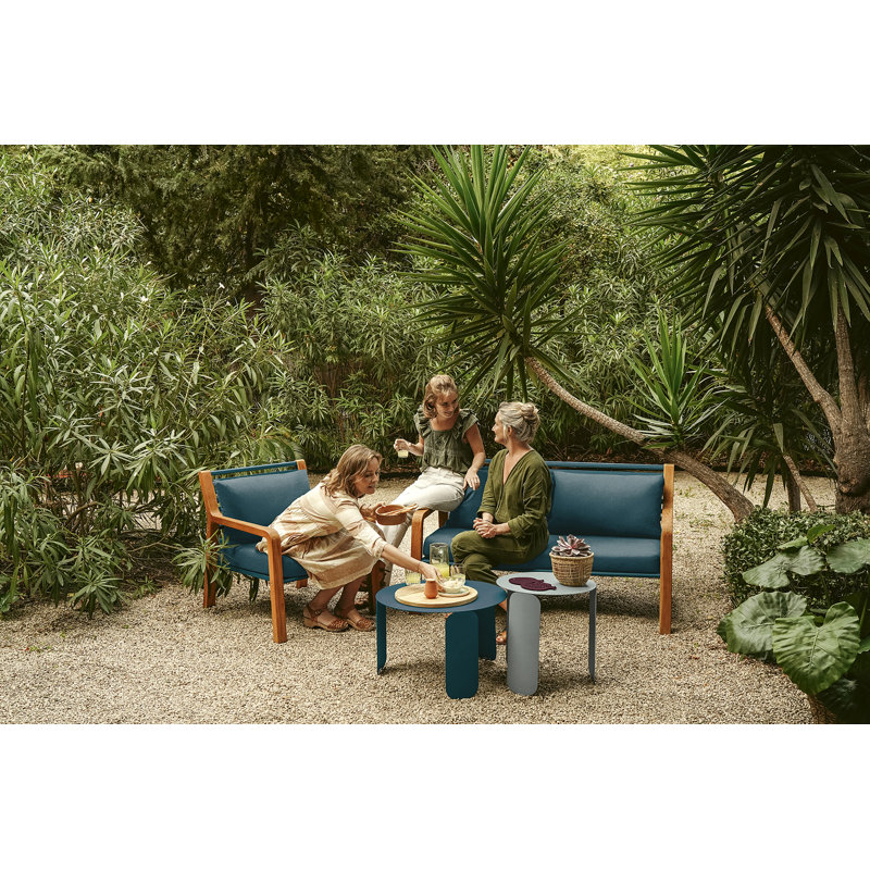 BeBop Outdoor Round Coffee Table, Acapulco Blue, 15" H x 24" W x 24" D